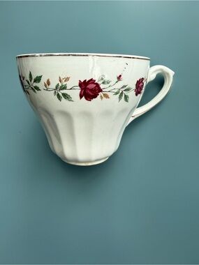 Vintage J & G Meakin White Rose Marie Teacup, 1950s